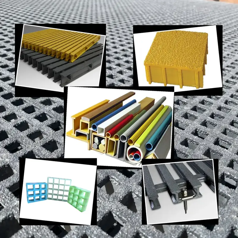 FRP fiberglass grating factory production line manufacturing facility China molded pultruded grating