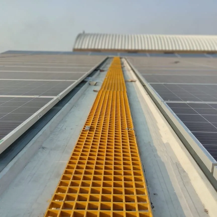 FRP fiberglass grating O&M walkway solar PV rooftop plant UV resistant non-conductive